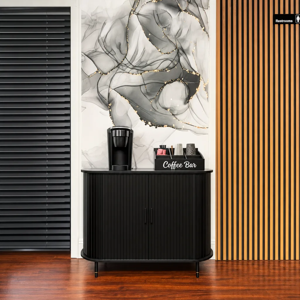 Coffee bar by the marble accent wall